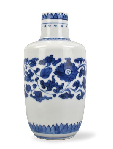 Chinese B & W Scrolling Lotus Vase, Kangxi Period