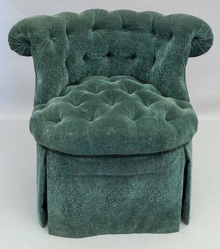 Green Tufted Upholstered Slipper Chair