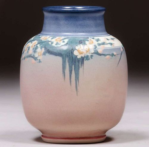 RookwoodÂ Floral Vellum Vase ET Hurley 1929
