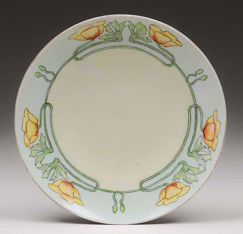 Art & Craft American Hand Decorated Porcelain Plate c1910