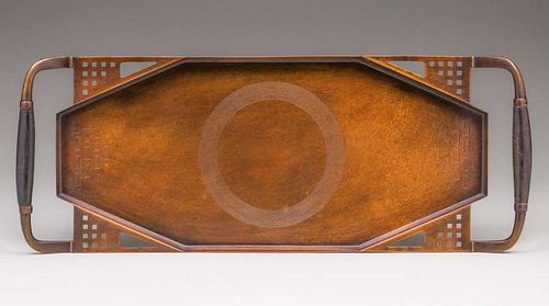 WMF  Two-Handled Cutout Brass Serving Tray c1910