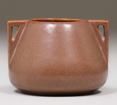 Fulper Pottery - Prang Two Handle Matte Brown Vase c1910