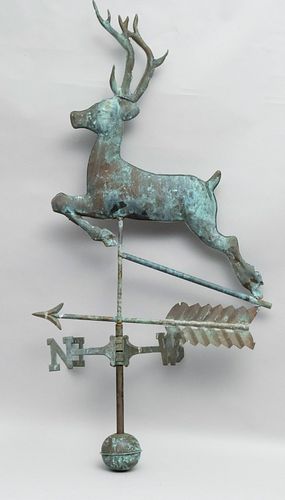 Leaping Stag Weathervane in Copper