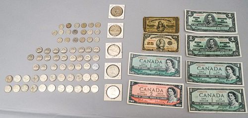 Lot of Canadian Currency Coins & Paper