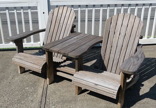 Solid Wood Double Adirondack Chair with Table