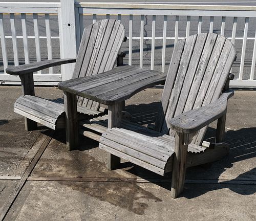 Solid Wood Double Adirondack Chair with Table.