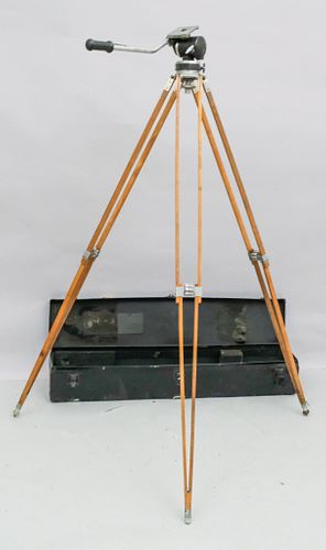 Vintage Wooden Camera Tripod with Case