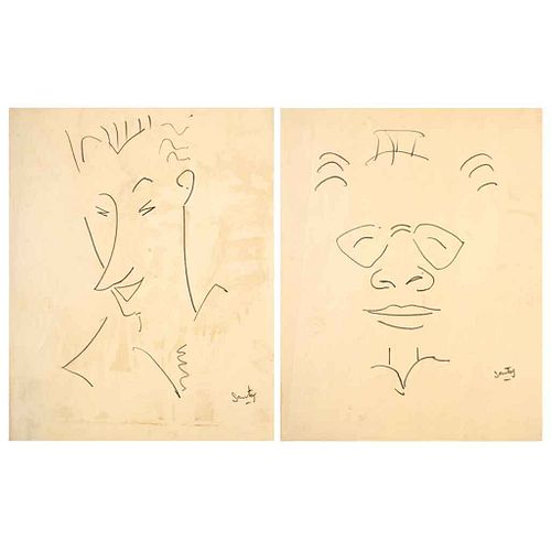 SANTOS BALMORI, a) Retrato de Jan Hoowij b) Sin título, Firmados, Carboncillo sobre papel, 27.3 x 21.5 cm cada uno, Piezas: 2 | SANTOS BALMORI, a) Ret