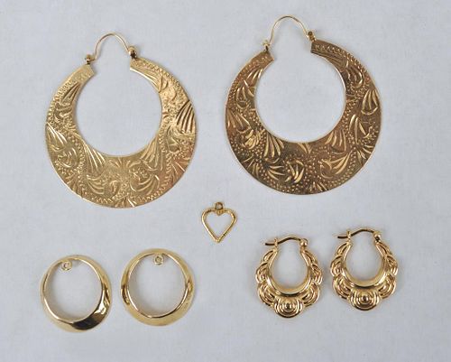 Three 14K Gold Pairs of Earrings