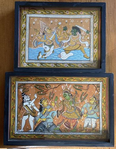 Two Indian Paintings in Shadow Box Frames