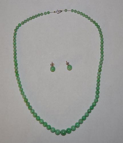 Apple Jade Necklace & Matching Earrings