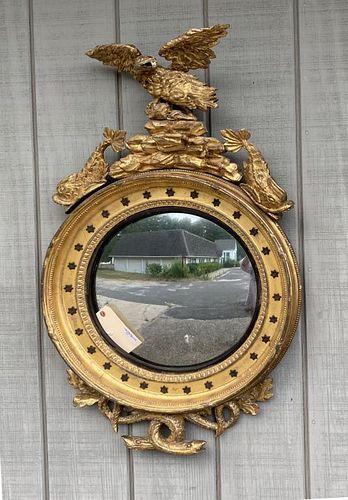 Fine Regency Period Carved & Gilded Convex Mirror