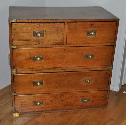 Georgian Faded Mahogany Two Part Campaign Chest