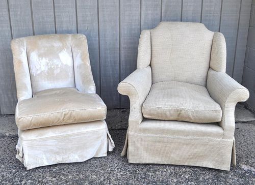 Two Designer Upholstered Easy Chairs