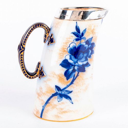 Doulton Burslem Vase with Silver Hallmarked Rim