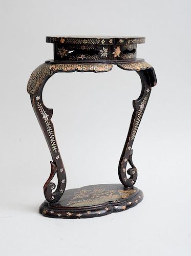 JAPANESE BLACK LACQUER AND MOTHER-OF-PEARL STAND