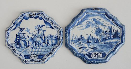 PAIR OF DUTCH BLUE AND WHITE DELFT PLAQUES