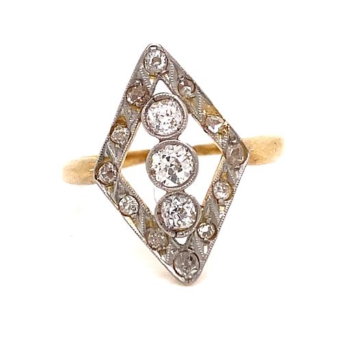 Edwardian 18k Diamond Rhombus Ring