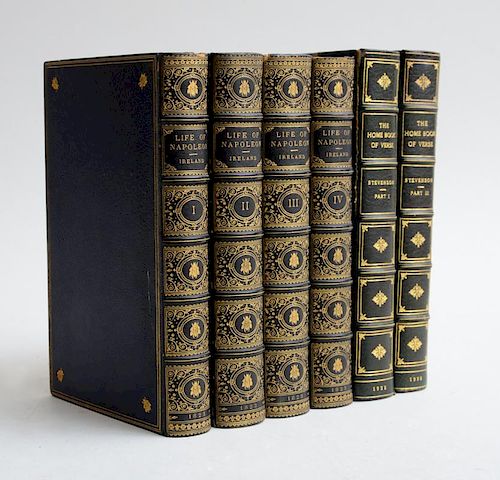 CRUIKSHANK, GEORGE (ARTIST), IRELAND, W.H. (AUTHOR); LIFE OF NAPOLEON BONAPARTE, 1823-28 AND STEVENSON, BURTON E.; THE HOME BOOK OF VERSE, AMERICAN AN