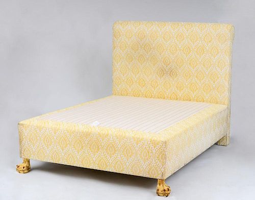 CONTINENTAL GILTWOOD AND UPHOLSTERED BED