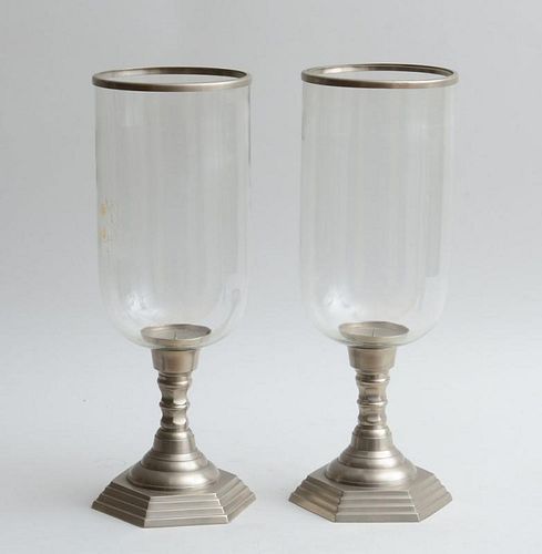 PAIR OF METAL AND GLASS PHOTOPHORES
