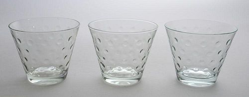 THREE GLASS VASES WITH RAIN SPOT" PATTERN"