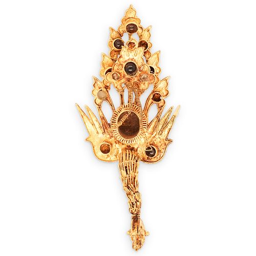 Antique Chinese Gold Filigree Phoenix Pendant