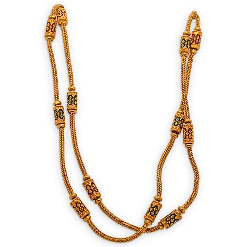 24k Oriental Enamel Linked Necklace