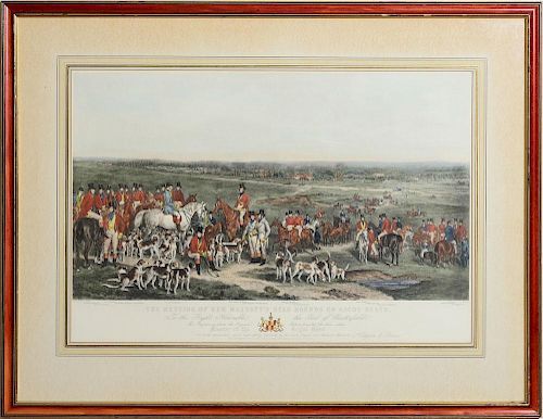 AFTER FRANCIS GRANT (1803-1878): THE MEETING OF HER MAJESTY'S STAG HOUNDS ON ASCOT HEATH