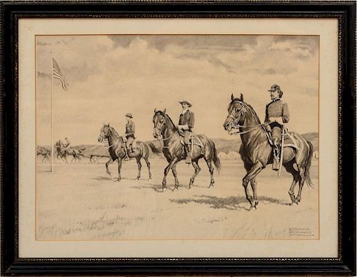 W. SMITHSON BROADHEAD (1888-1960): CALVARY SOLDIERS; IN BATTLE; AND TWO RIDERS