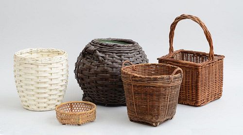 MISCELLANEOUS GROUP OF WOVEN BASKETS