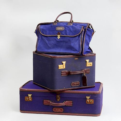 GROUP OF EIGHT PIECES OF T. ANTHONY LUGGAGE, MONOGRAMMED C.Z.G.
