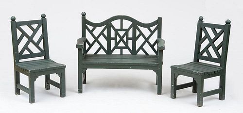 SUITE OF GREEN-PAINTED CHILD'S GARDEN FURNITURE