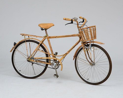 CHINESE RATTAN AND WOVEN SEA GRASS BICYCLE