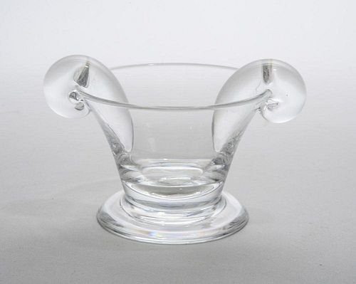 STEUBEN CRYSTAL FOOTED OLIVE DISH
