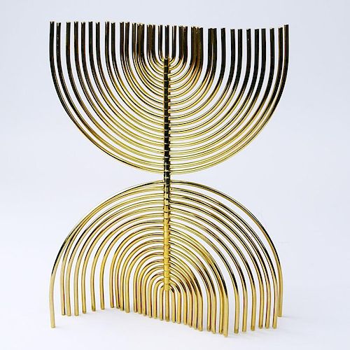 Yaacov Agam, Israeli (b. 1928) Gold plated brass kinetic sculpture "Menorah"