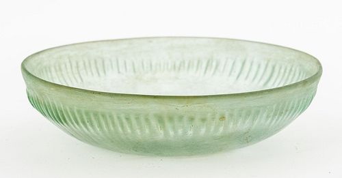 Ancient Roman Pale Green Ribbed Bowl
