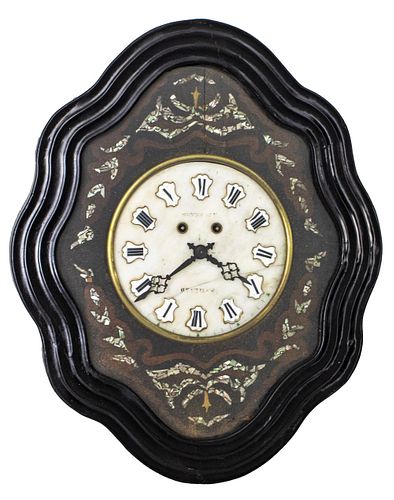 Napoleon III Shell Inlaid Ebonized Cartel Clock