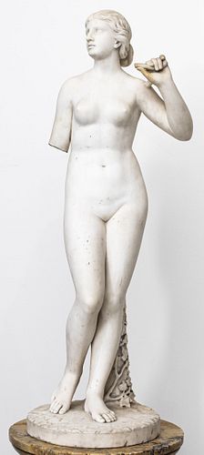 Academic Marble Aphrodite Sculpture on Pedestal