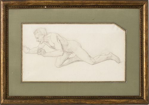 Attrib. Victor Orsel "Study of Male Nude" Graphite