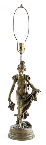 Delavigne French Bronze Figural Table Lamp