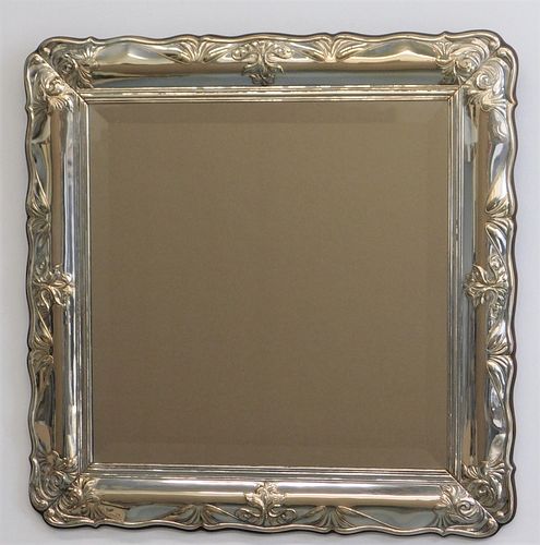 Sterling Silver Repousse Hanging Wall Mirror