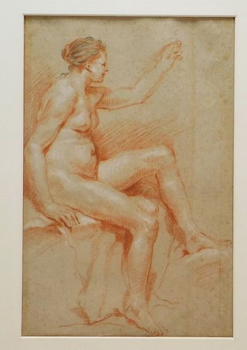 Dutch Old Masters Nude Figure Study Pastel Drawing