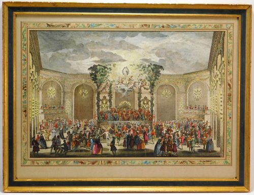18C French Court Scene Lithograph