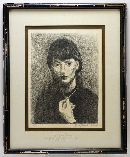 Raphael Soyer Portrait of a Woman Drypoint Etching