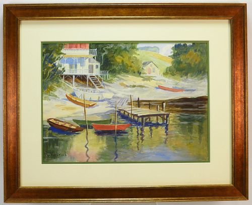 Mabel May Woodward Harbor WC Painting