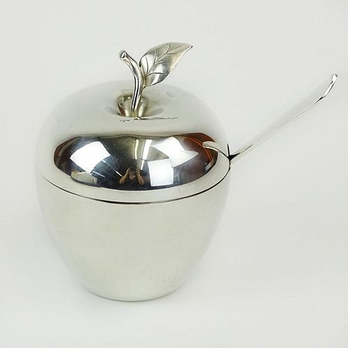 Tiffany & Co. Sterling Silver Apple-form Condiment Jar With Spoon.