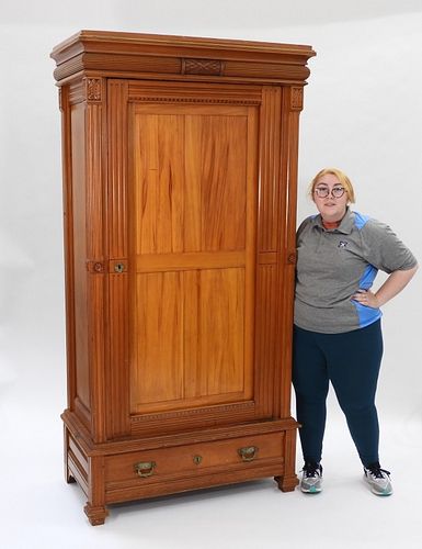 French Art Deco Carved Wood Knockdown Armoire