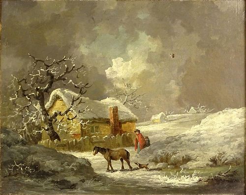 George Morland, British, (1763-1804) Oil on canvas "Winter".
