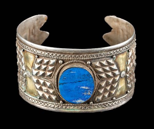 19th C. Turkoman Gilt Silver & Lapis Bracelet